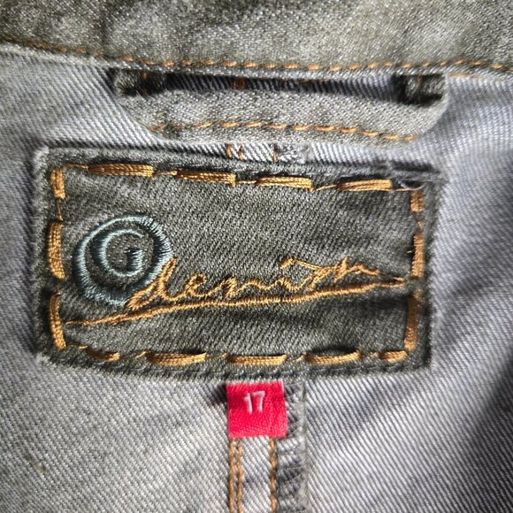 Y2K Fitted Denim Utility Jacket Size XXL Green Full Zip Flap Pockets Grunge - Picture 15 of 16